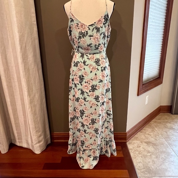 Altar'd State Women's Mint Floral Ruffle lined boho Dress, Size Medium - Picture 4 of 16